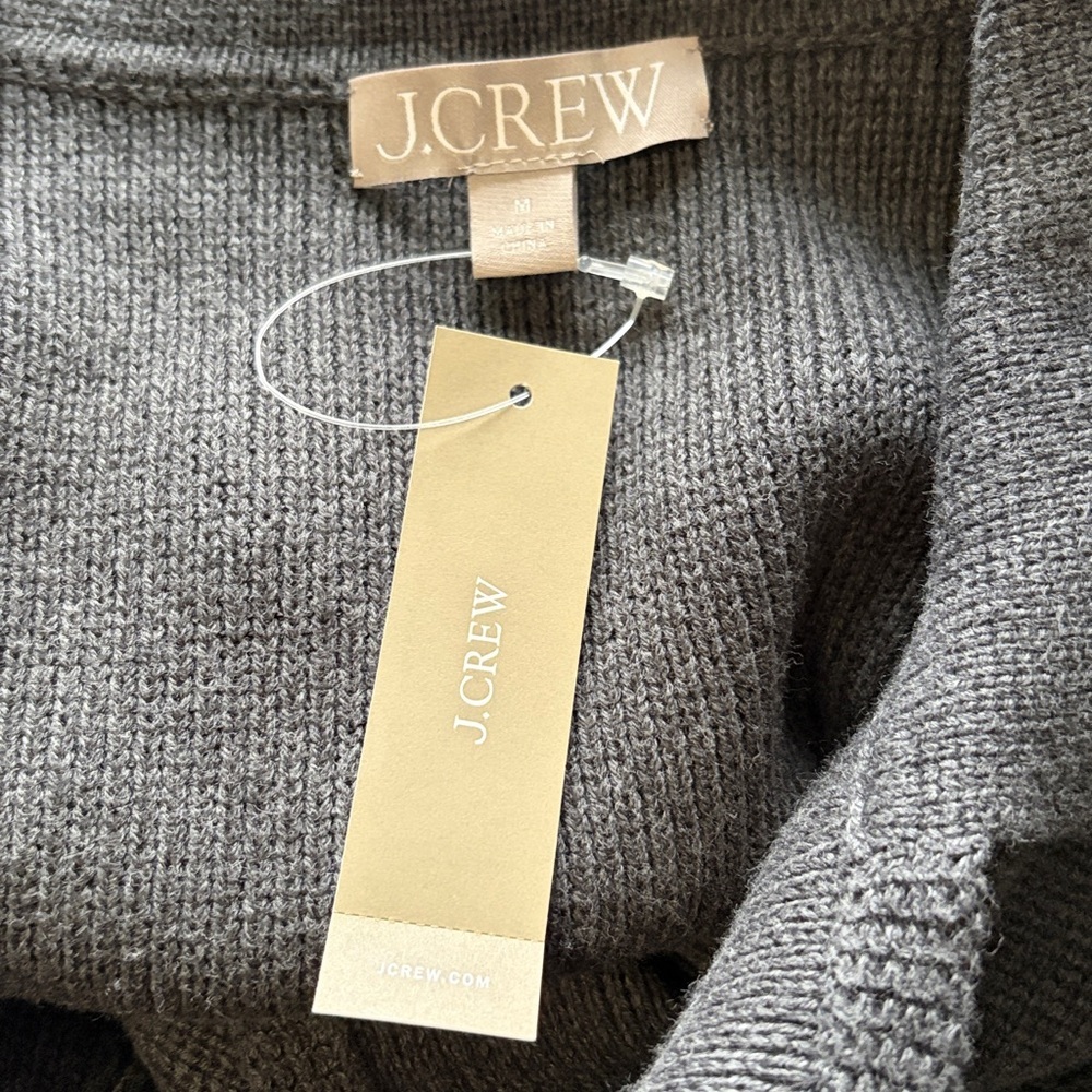 J Crew Marielle cropped cardigan grey cotton pockets double breasted Sz M NEW - Picture 6 of 13